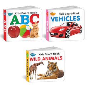 Early Learning Little Library Kids Toys Children Baby Books Set For 1 Year Old To 3 Year Old , Set Of 3 Books - Alphabets, Vehicles, Wild Animals. Best Books For Toddlers.
