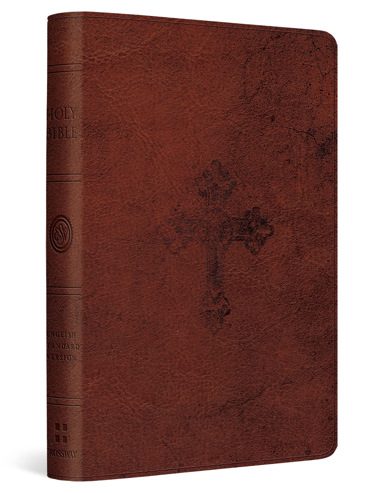 ESV Compact Bible (TruTone, Walnut, Weathered Cross Design)