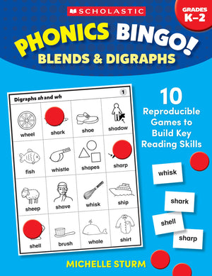 Phonics Bingo: Blends & Digraphs: 10 Reproducible Games To Build Key Reading Skills,Used