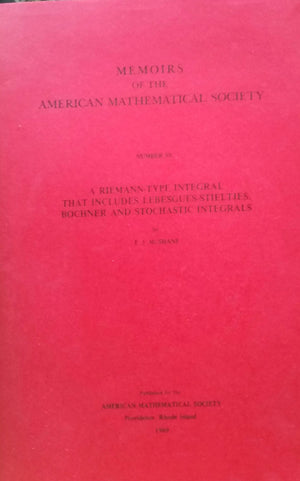 A Riemanntype Integral That Includes Lebesguestieltjes, Bochner And Stochastic Integrals (Memoirs Of The American Mathematical-used