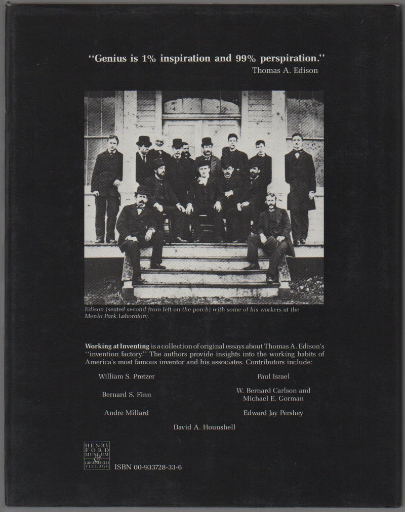 Working at Inventing: Thomas A. Edison and the Menlo Park Experience,Used