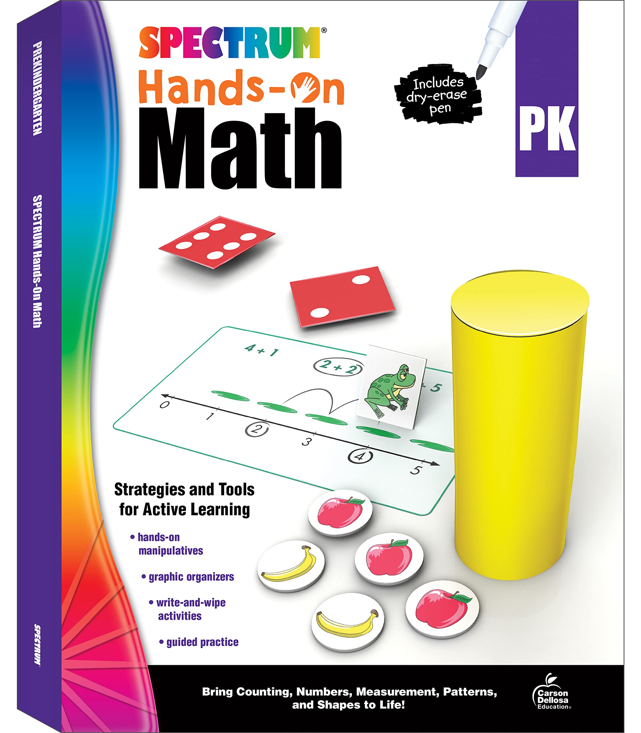 Spectrum Preschool HandsOn Math Workbook, Ages 4 to 5, PreK HandsOn Math, Counting, Addition, Subtraction, and Place Value Mat,Used