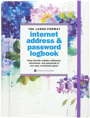 Hydrangeas Largeformat Internet Address & Password Logbook (Removable Cover Band For Security)
