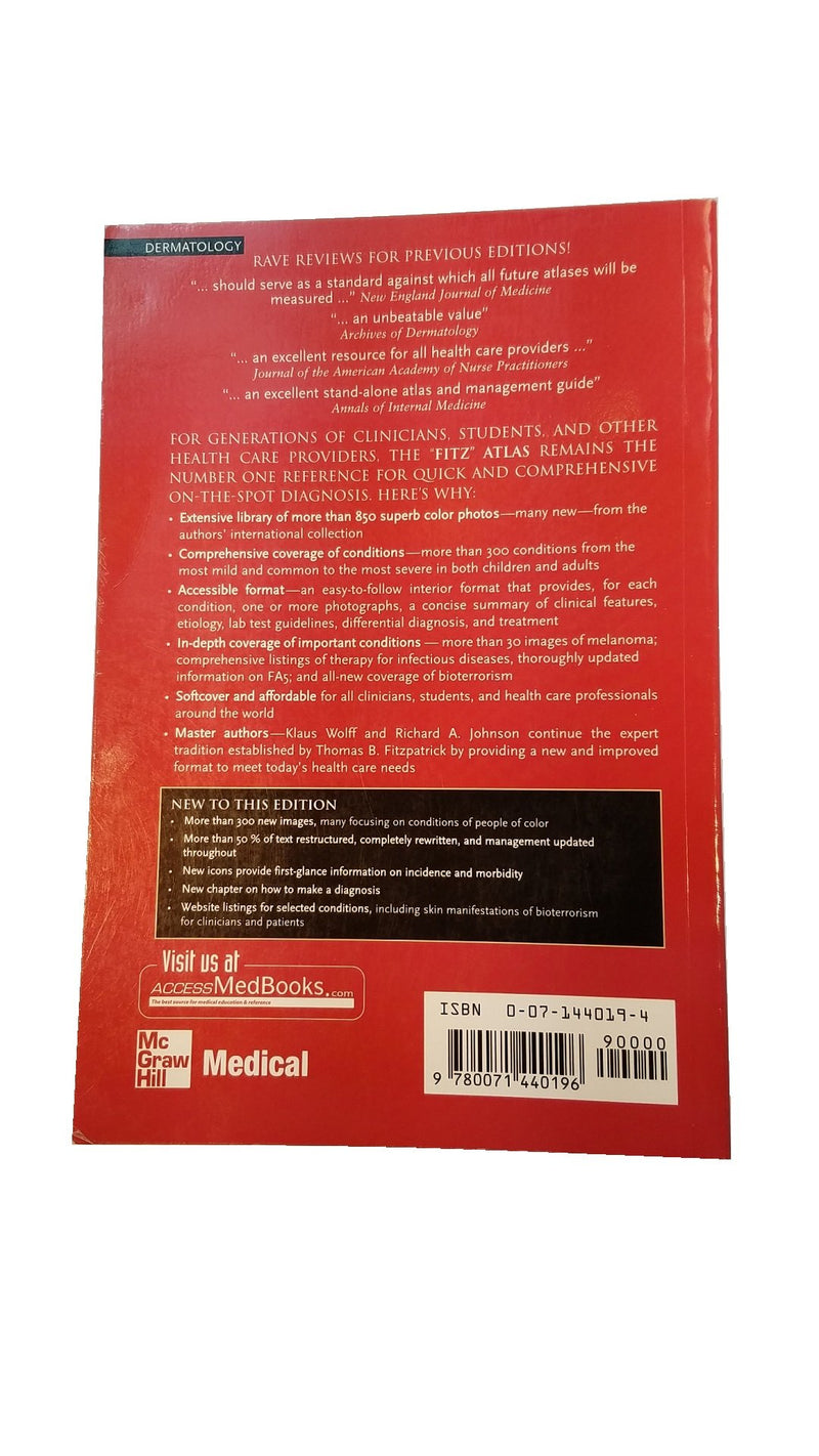 Fitzpatrick'S Color Atlas & Synopsis Of Clinical Dermatology,Used