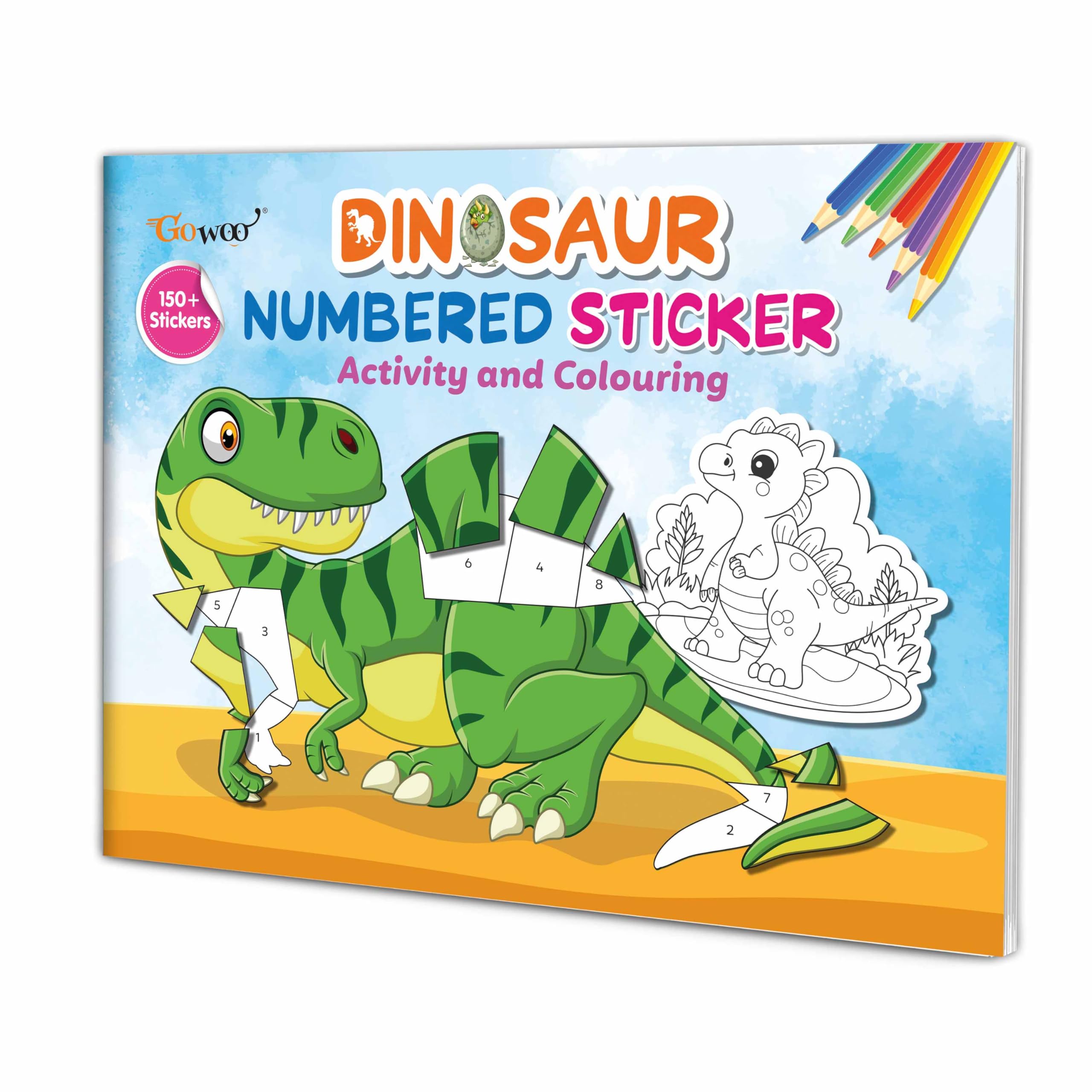 Dinosaur Numbered Sticker Activity And Colouring Book For Age 3+ Kids : Coloring And Sticker Adventure, Kids Sticker Book, Sticker Activity Book, Coloring Fun For Children With Over 150+ Stickers