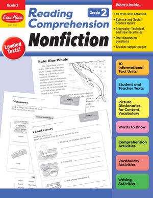 Evanmoor Reading Comprehension: Nonfiction, Grade 2  Homeschooling And Classroom Resource Workbook, Biographies, Science, Soci,New