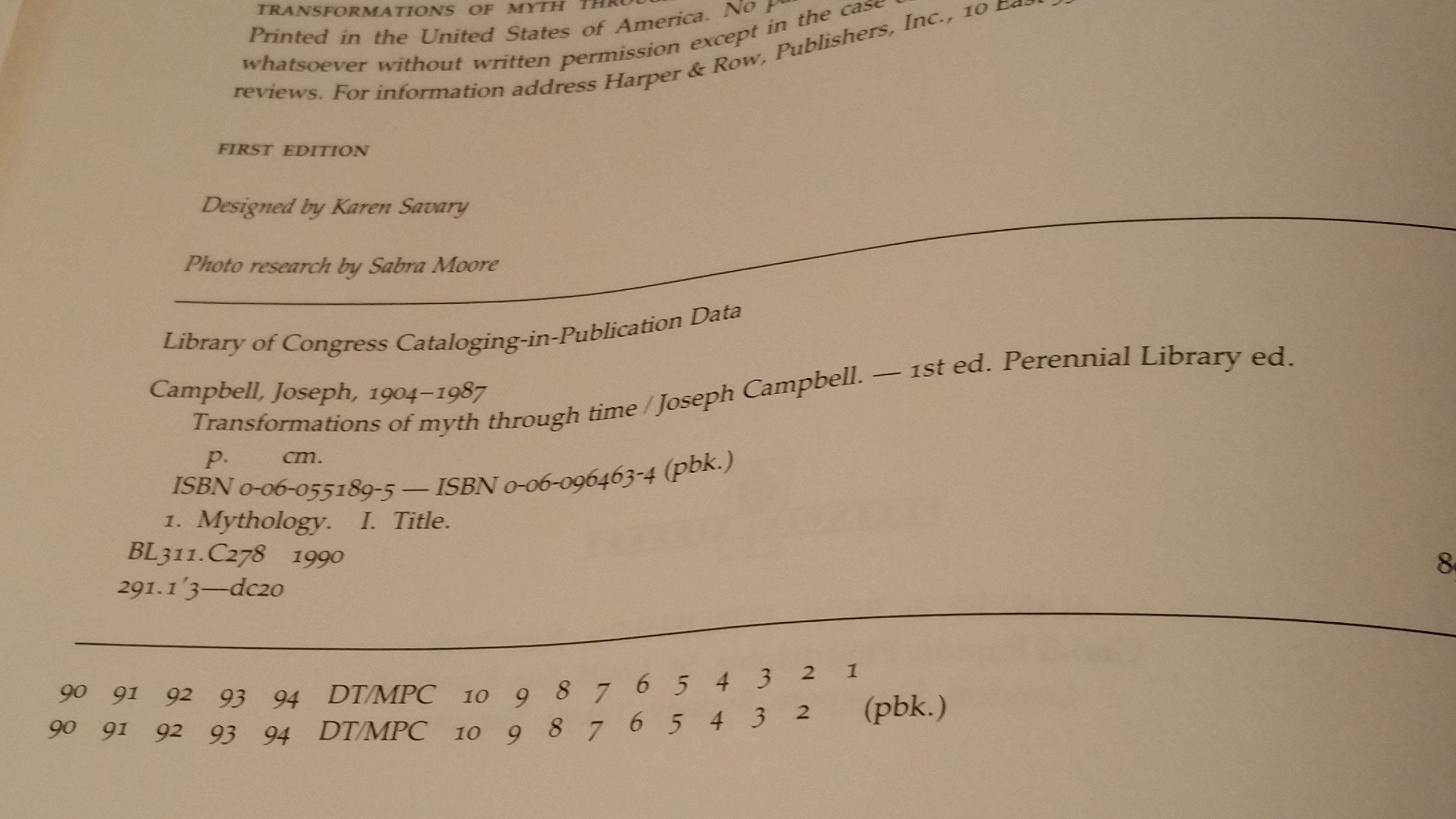 Transformations of Myth Through Time,Used