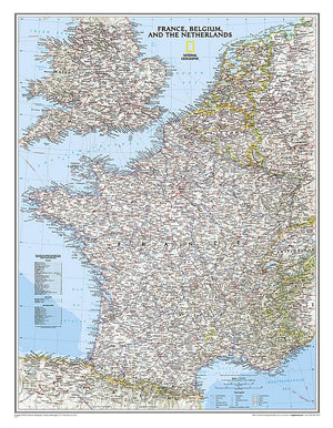 National Geographic France, Belgium, and The Netherlands Wall Map  Classic (23.5 x 30.25 in) (National Geographic Reference Map,Used