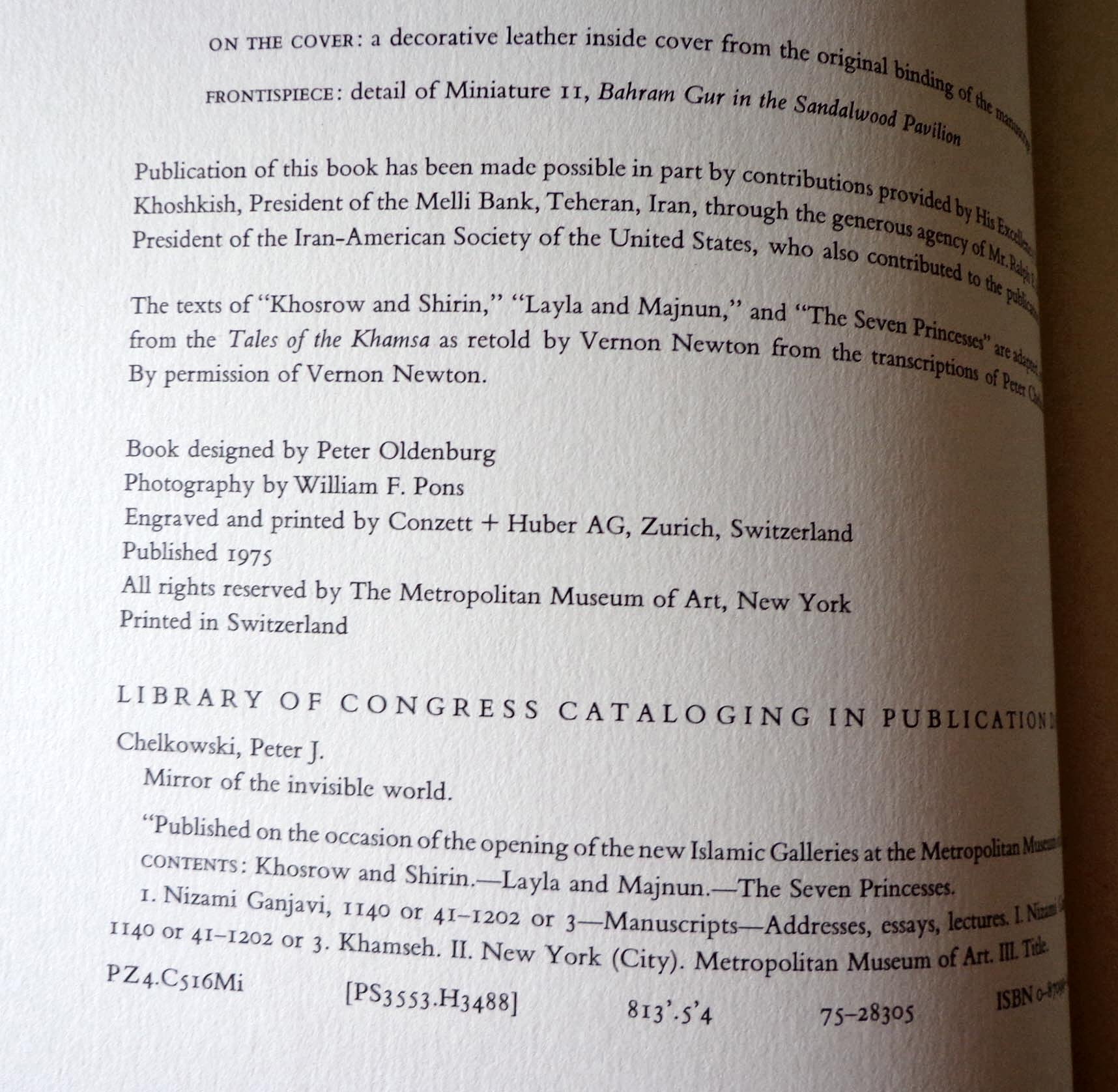 Mirror Of The Invisible World: Tales From The Khamseh Of Nizami (English And Persian Edition)