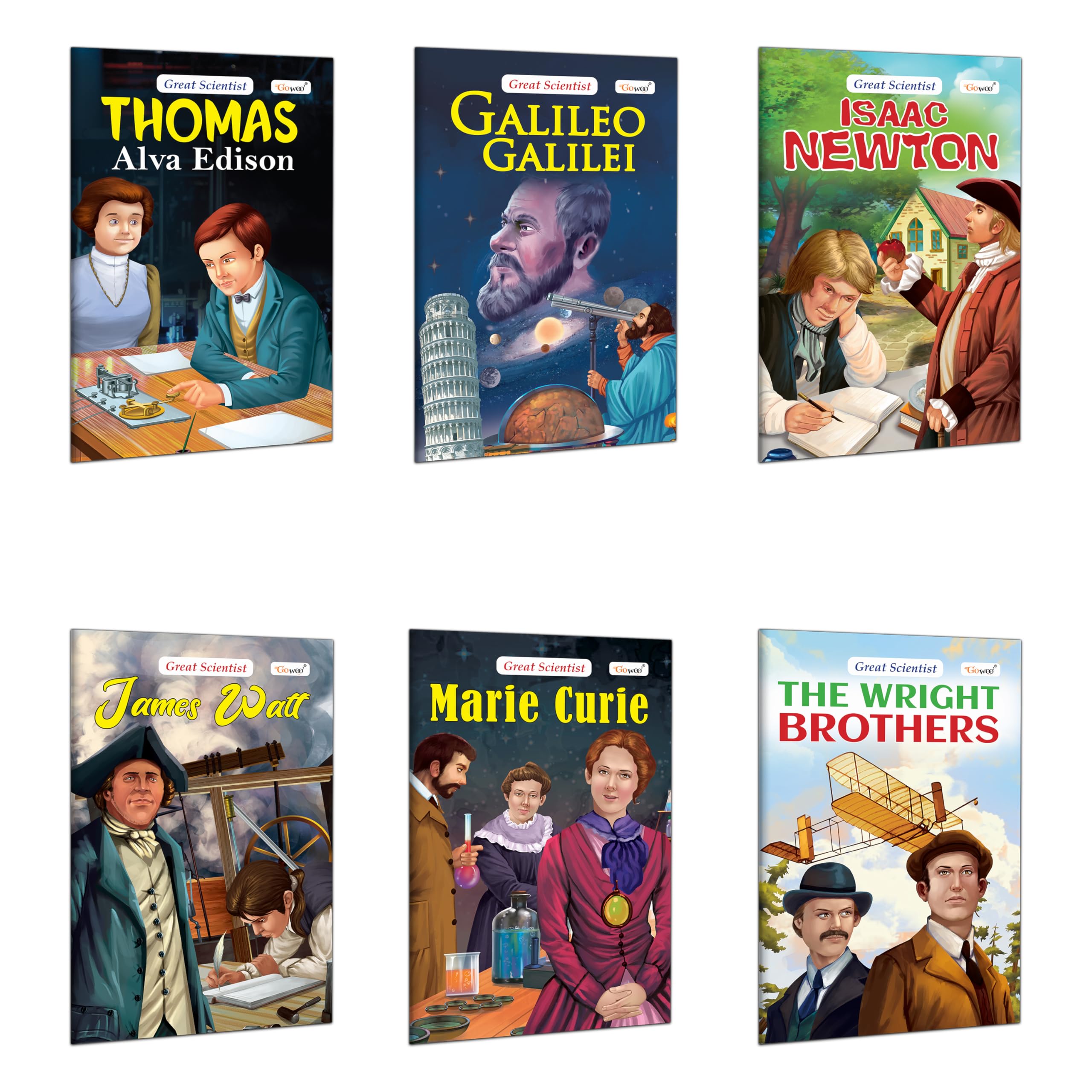 Books For Young Learners :(Great Scientists) Galileo Galilei, Issac Newton, James Watt, Marie Curie, The Wright Brothers And Thomas Alva Edison - Scientists Book, Educational Learning Book(Combo Of 6)