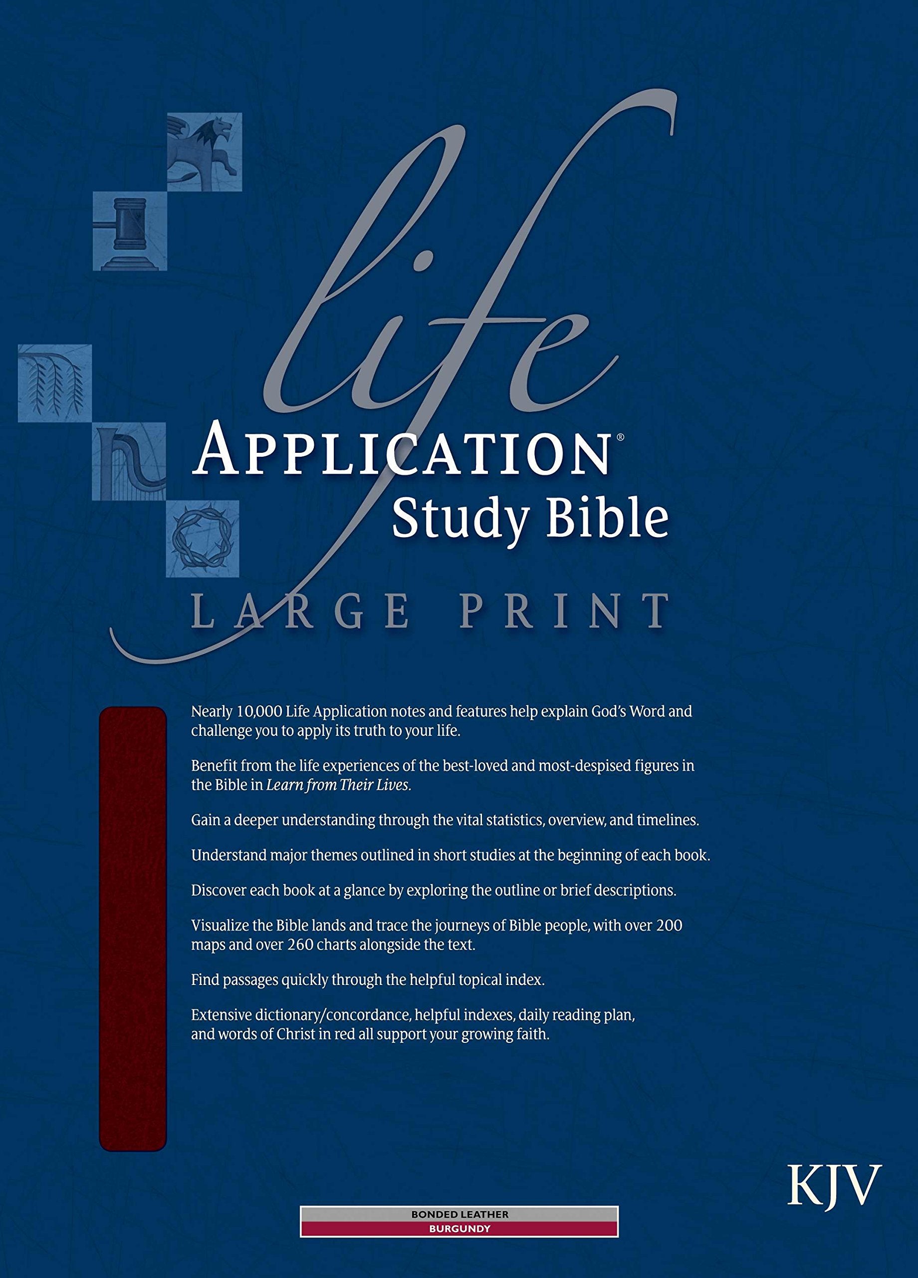 Kjv Life Application Study Bible, Second Edition, Large Print (Red Letter, Bonded Leather, Burgundy/Maroon)
