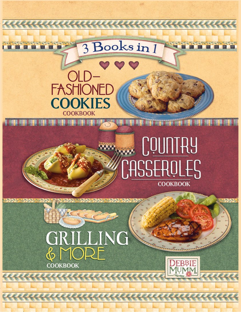 Debbie Mumm's OldFashioned Cookies Cookbook, Country Casseroles Cookbook, Grilling & More Cookbook 3Booksin1,Used