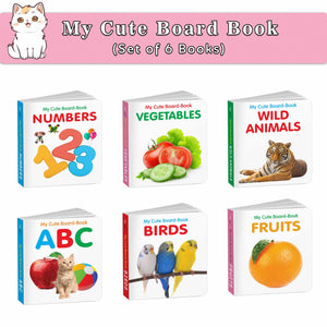 All-In-One Learning Board Book Set For Children  Abc, Numbers, Fruits, Vegetables, Wild Animals, Birds | Educational Picture Books For Toddlers, Baby Board Books | Pack Of 6 Books