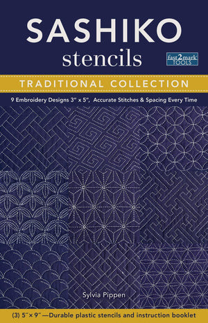 Sashiko Stencils, Traditional Collection: 9 Embroidery Designs 3 x 5, Accurate Stitches & Spacing Every Time,New