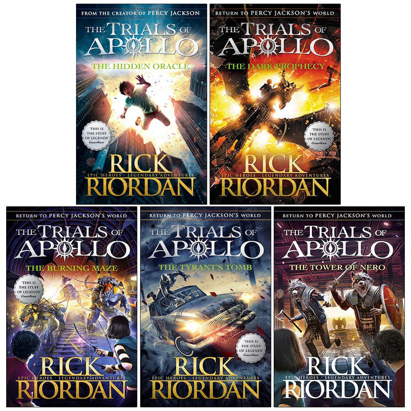 Trials of Apollo Series Rick Riordan Collection 5 Books Set (The Hidden Oracle, The Dark Prophecy, The Burning Maze, The Tyrants,Used
