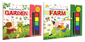 Garden And Farm - Fingerpainting And Colouring Art : Colouring Book For Kids, Thumbprint Art And Craft Book For Ages 4-9, Creative Activity Book For Kids | Pack Of 2 Art And Craft Books