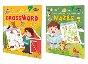 Crossword And Mazes Fun Learning Book For Little One : Fun Learning Book, Kids Activity Book, Early Book For Kids | Combo Of 2 Activity Books For Kids.