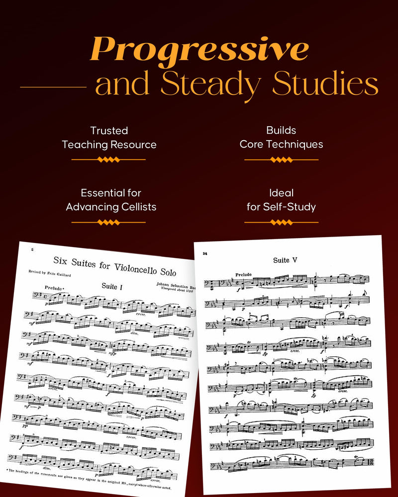 6 Suites for Violoncello Solo  Bach Cello Suites Book: Schirmer Library of Classics Volume 1565,New