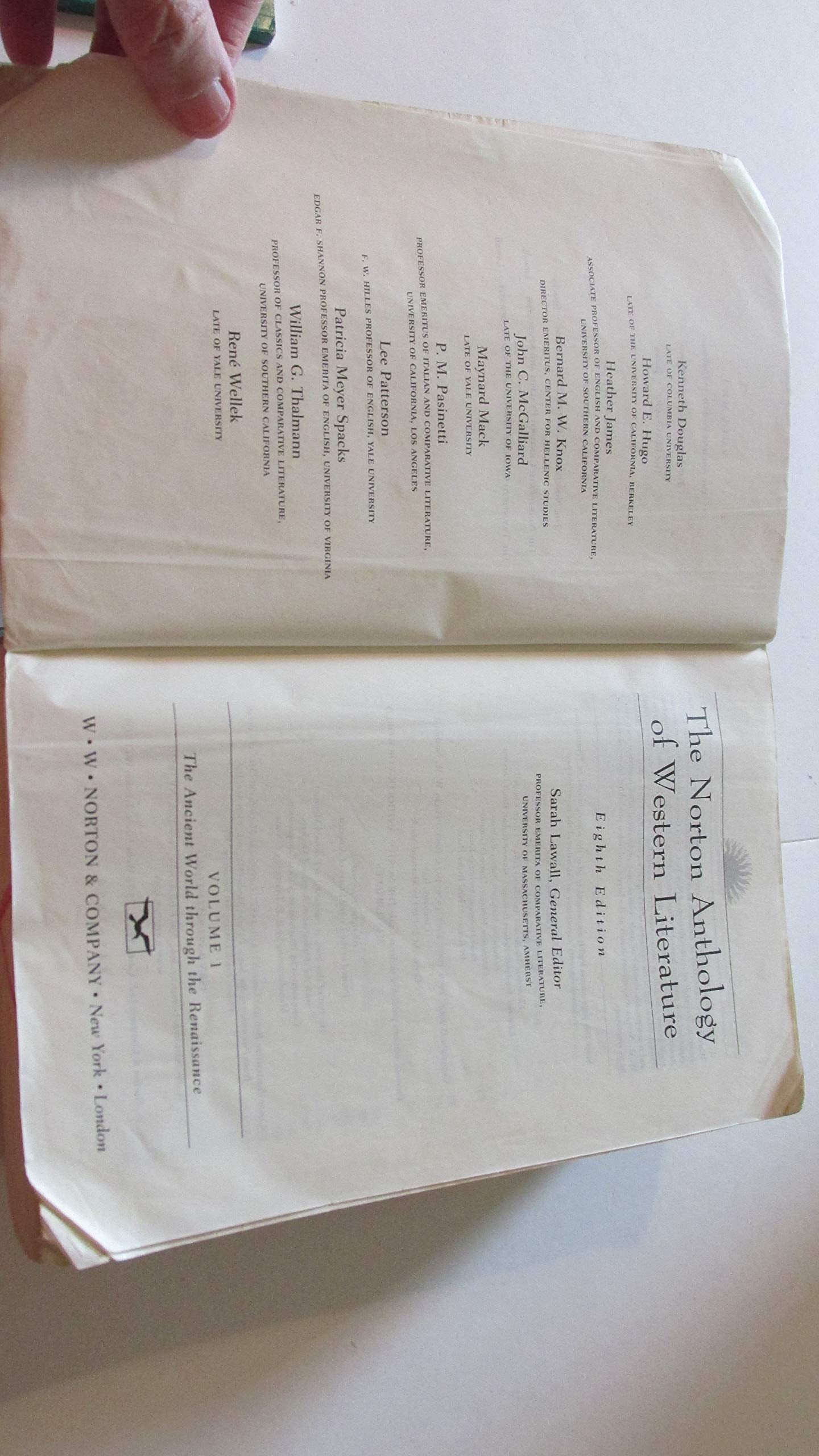 The Norton Anthology of Western Literature, Volume 1,New