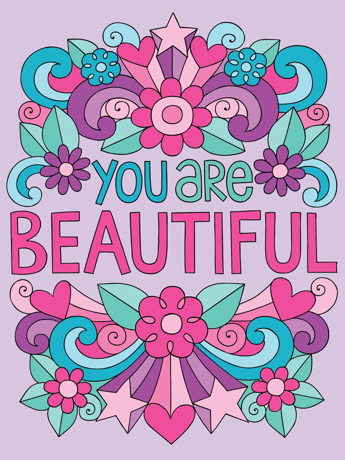 Notebook Doodles Flowers Journal: Lined Journal (Quiet Fox Designs) You Are Beautiful! 128 Page Personal Diary for Tweens featur,Used