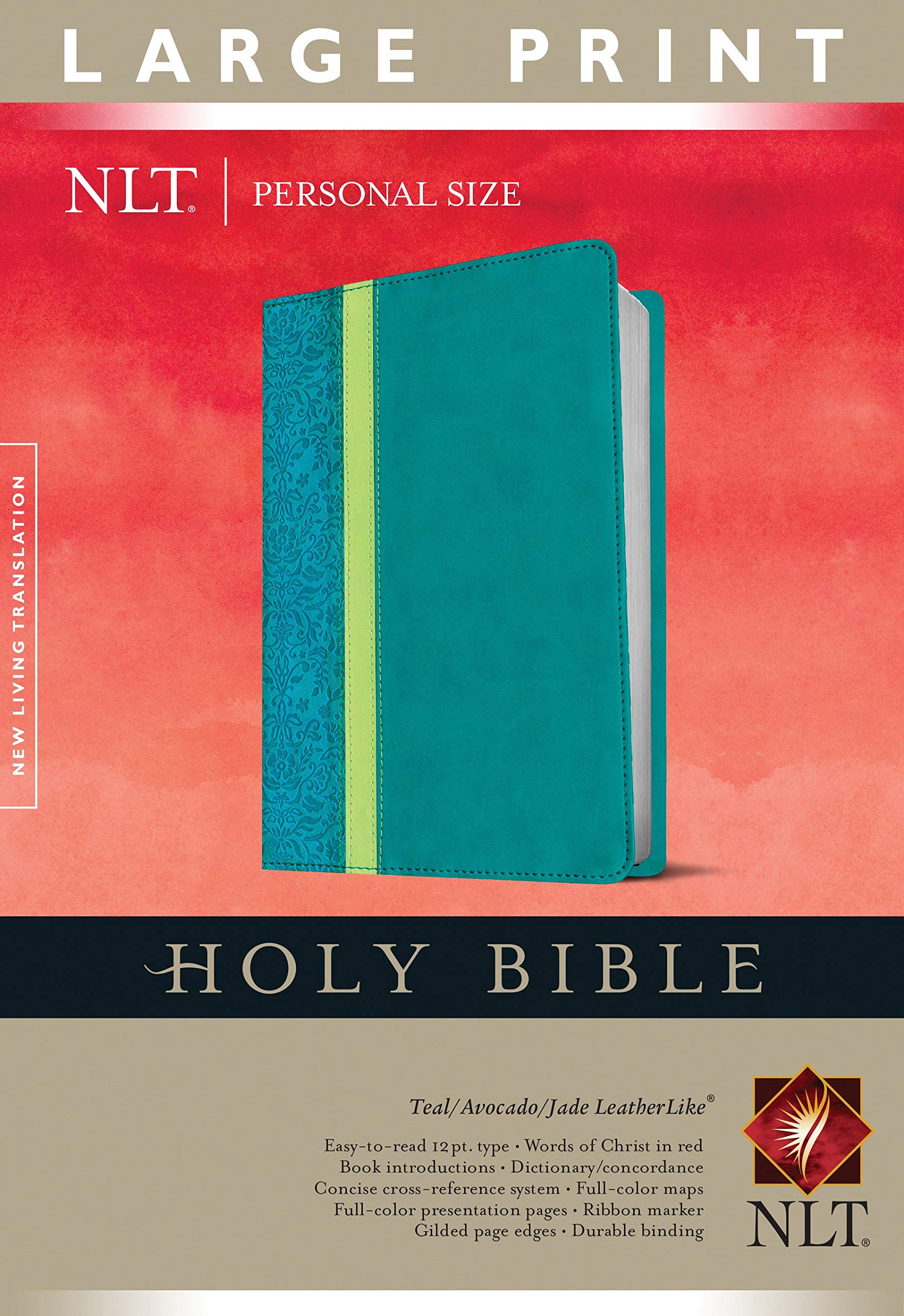 Holy Bible Nlt, Personal Size Large Print Edition, Tutone (Red Letter, Leatherlike, Teal)