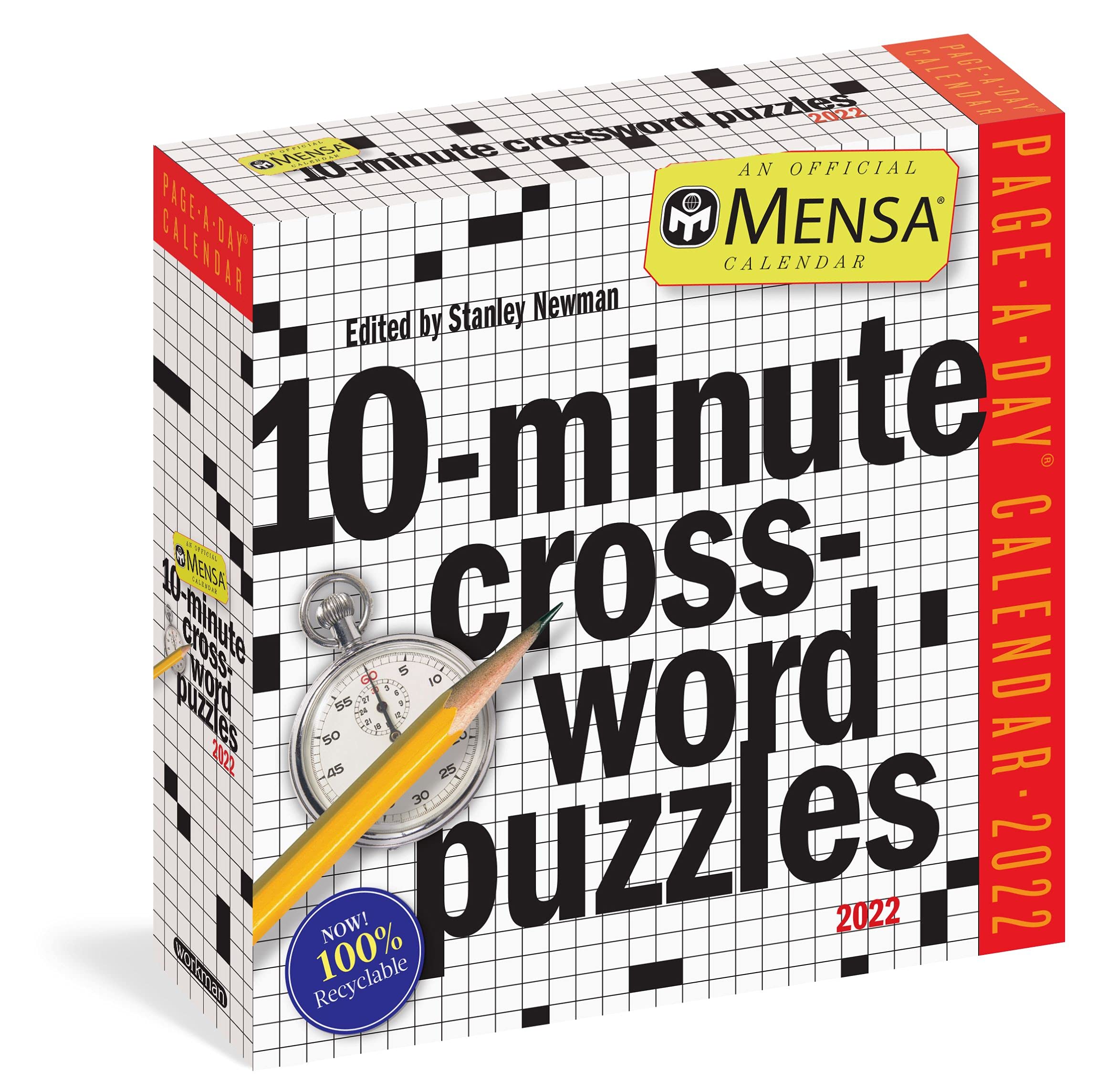 Mensa 10Minute Crossword Puzzles PageADay Calendar 2022: A Year of Difficult and Fun Puzzles,Used