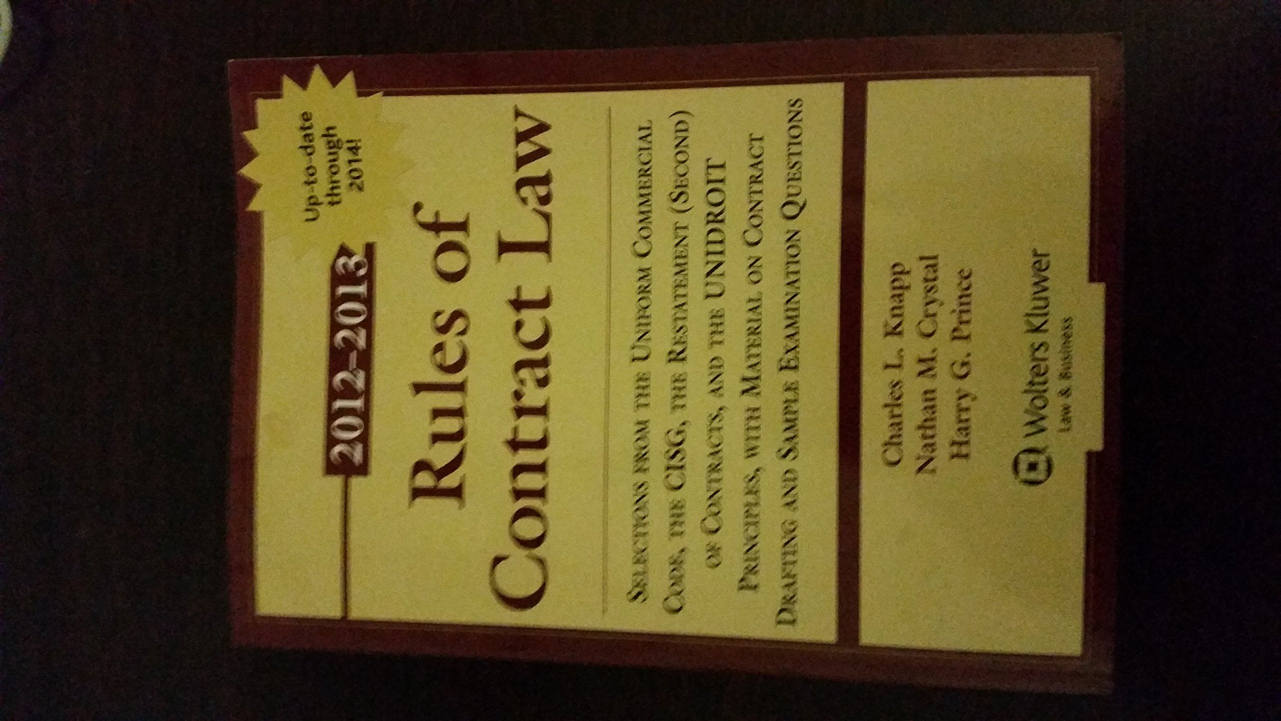Rules of Contract Law 20122013 Statutory Supplement,Used