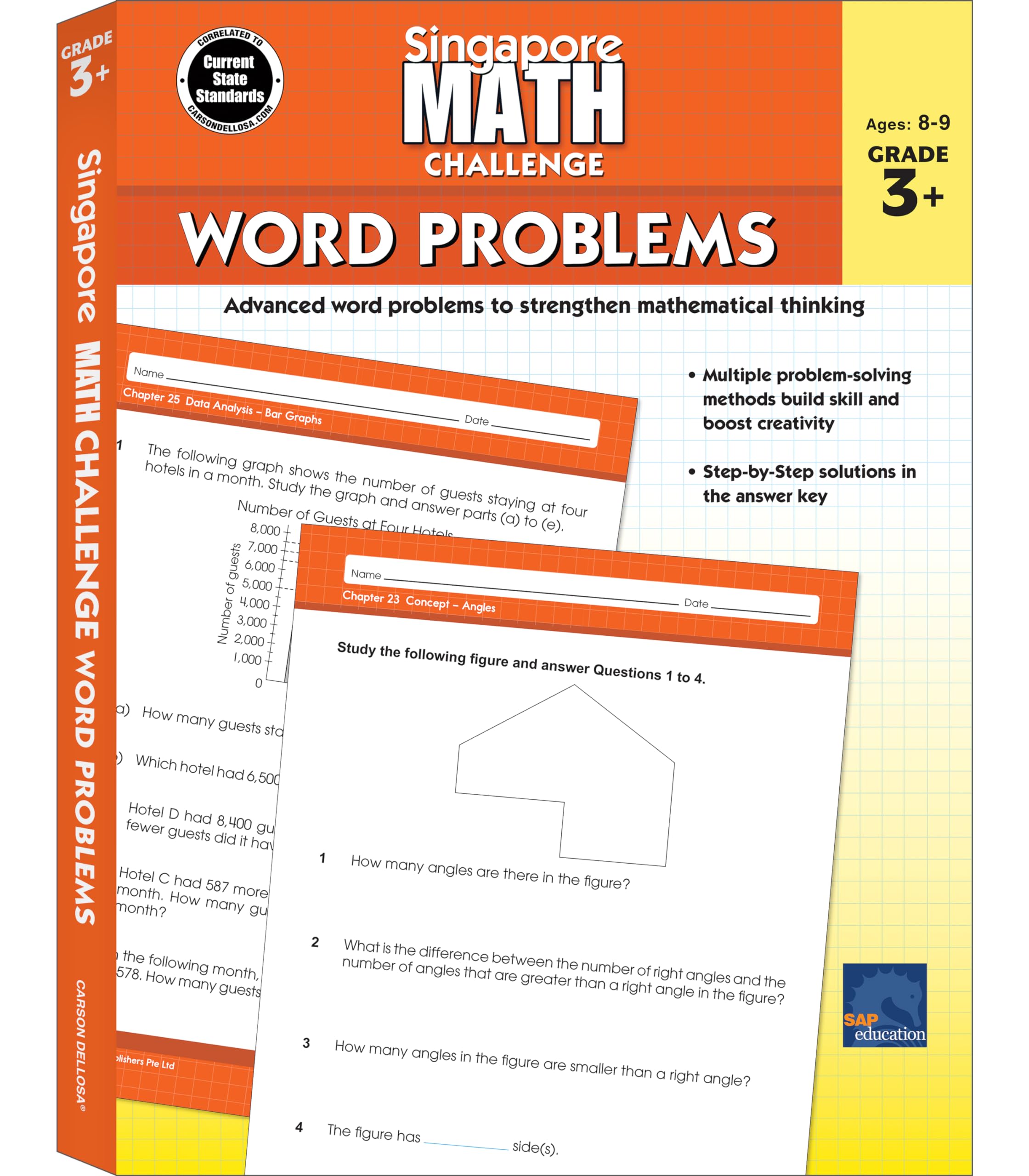 Singapore Math  Challenge Word Problems Workbook For 3Rd, 4Th, 5Th Grade Math, Paperback, Ages 89 With Answer Key (Volume 2)