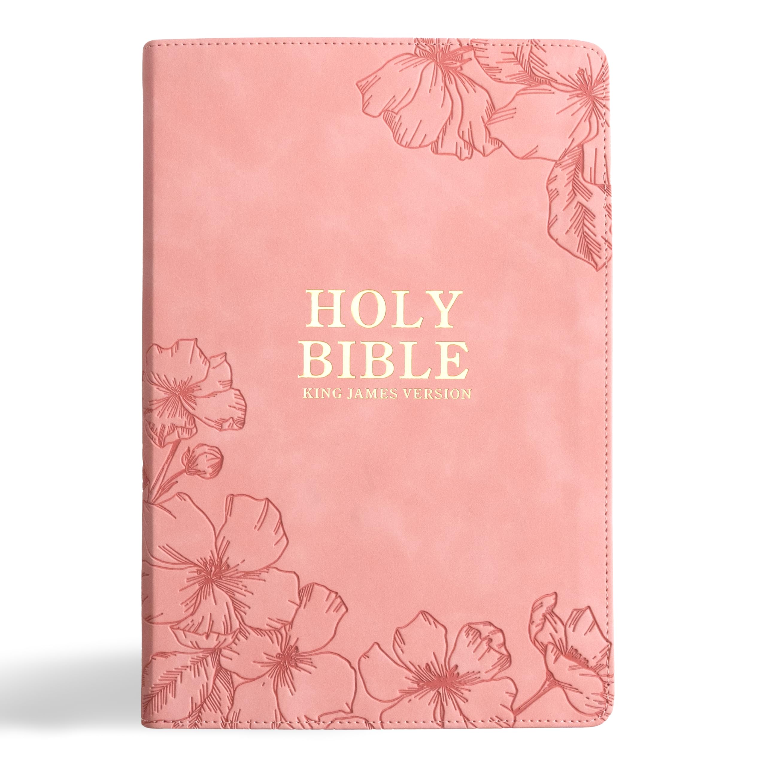 Kjv Holy Bible, Giant Print With Crossreferences, Soft Pink Leathertouch With Floral Cover Design, Thumb Index, Ribbon Marker,
