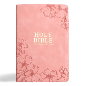 Kjv Holy Bible, Giant Print With Crossreferences, Soft Pink Leathertouch With Floral Cover Design, Thumb Index, Ribbon Marker,