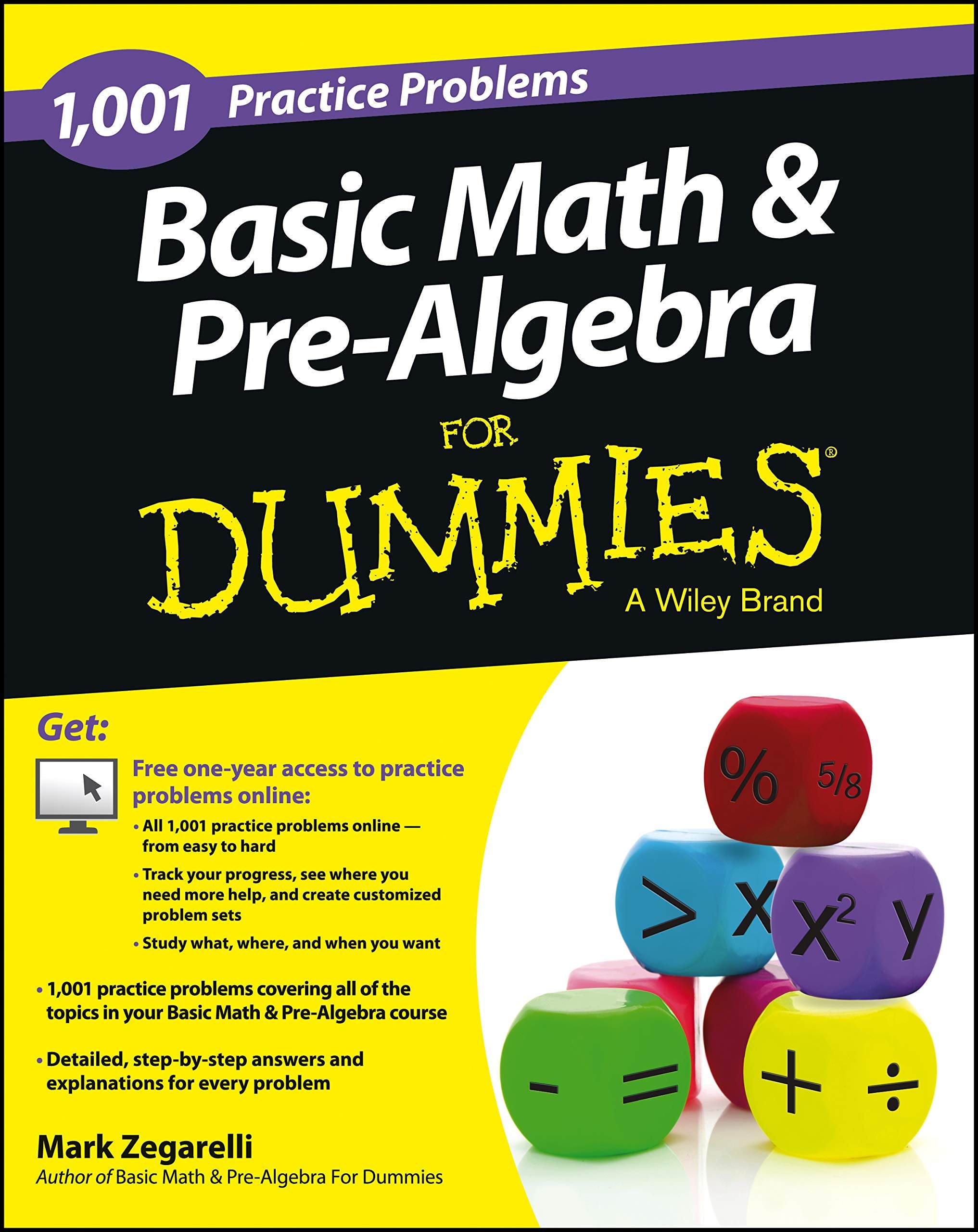 Basic Math and PreAlgebra: 1,001 Practice Problems For Dummies (+ Free Online Practice),Used