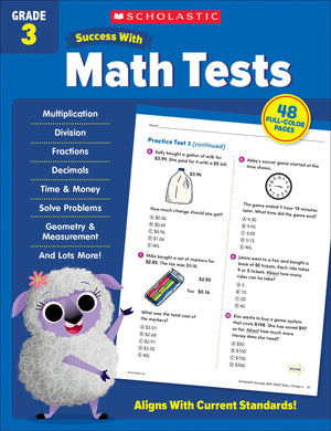 Scholastic Success with Math Tests Grade 3 Workbook,Used
