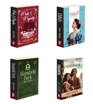 Jane Austen Collection : Mansfield Park, Persuasion, Emma And Pride And Prejudice - Best Classic Novels Of Romance, Wit And Social Commentary, Top English Books | Pack Of 4 Novels