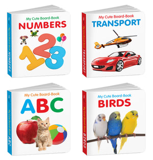 My First Library Kids Board Books Abc, Transport, Birds And Numbers : Learning Board Books For Babies, Educational Toddler Board Books, Baby Board Books Collection | Pack Of 4 Books For Kids