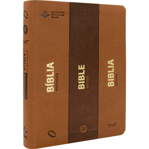 Biblia Trilngue Portugus English Espaol NAA ESV RVC Marrn Smil Piel (English and Spanish Edition)