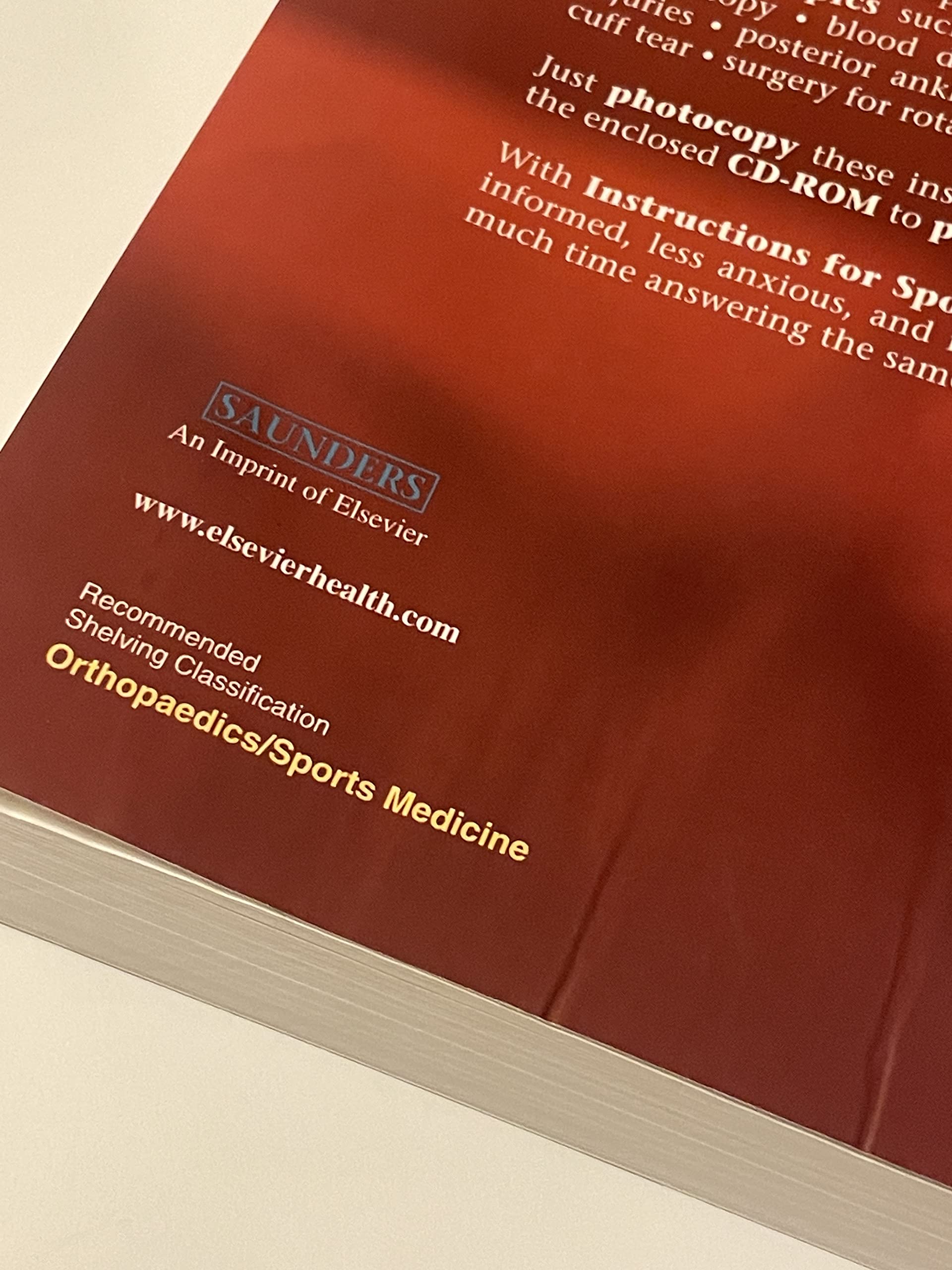 Instructions For Sports Medicine Patients,Used