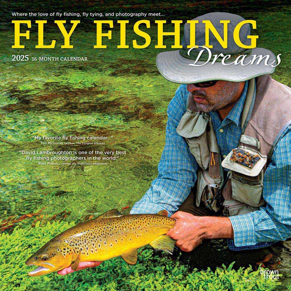 Fly Fishing Dreams OFFICIAL  2025 12 x 24 Inch Monthly Square Wall Calendar  PlasticFree  BrownTrout  River Lake Outdoor Sport