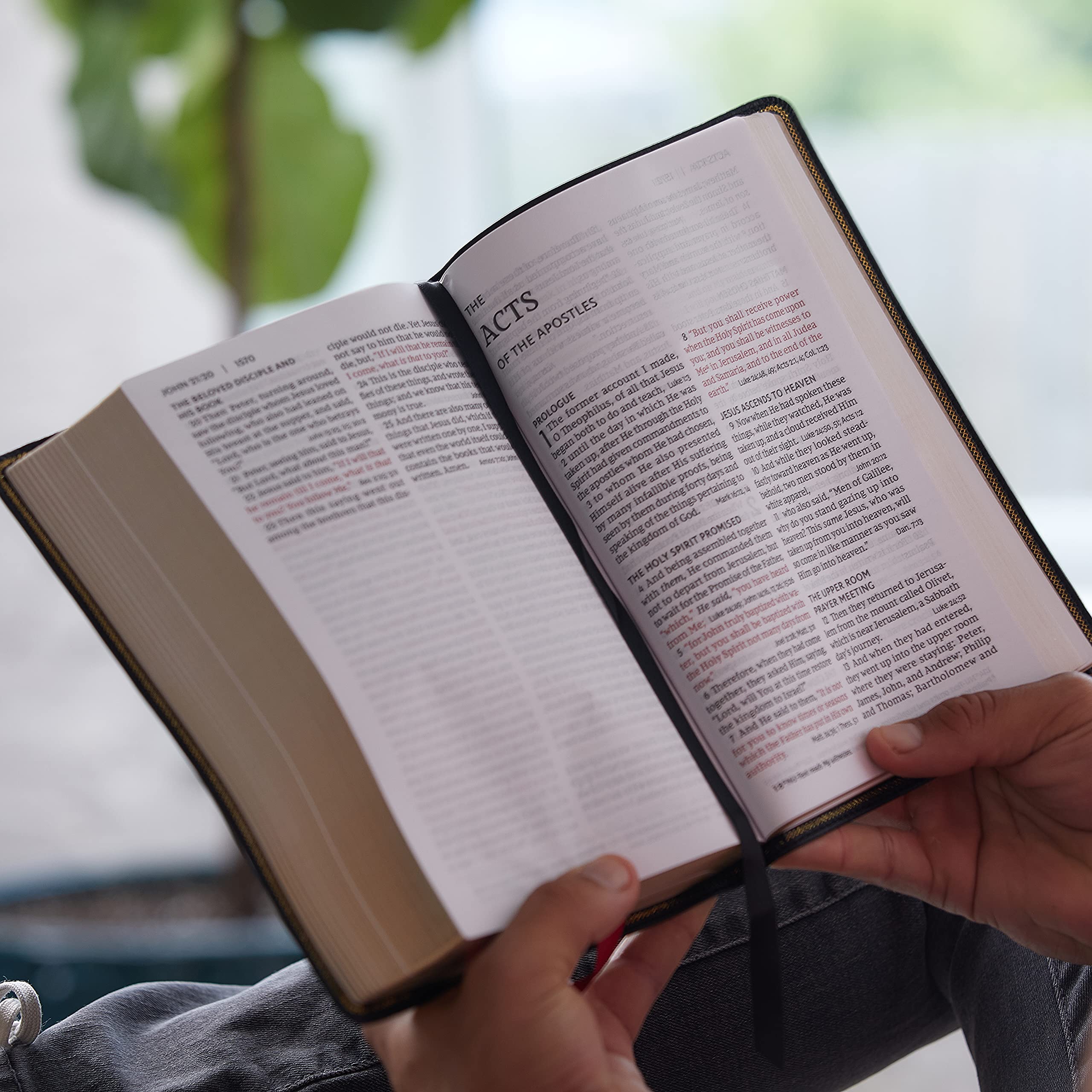 NKJV, EndofVerse Reference Bible, Personal Size Large Print, Leathersoft, Brown, Red Letter, Comfort Print: Holy Bible, New Ki,Used