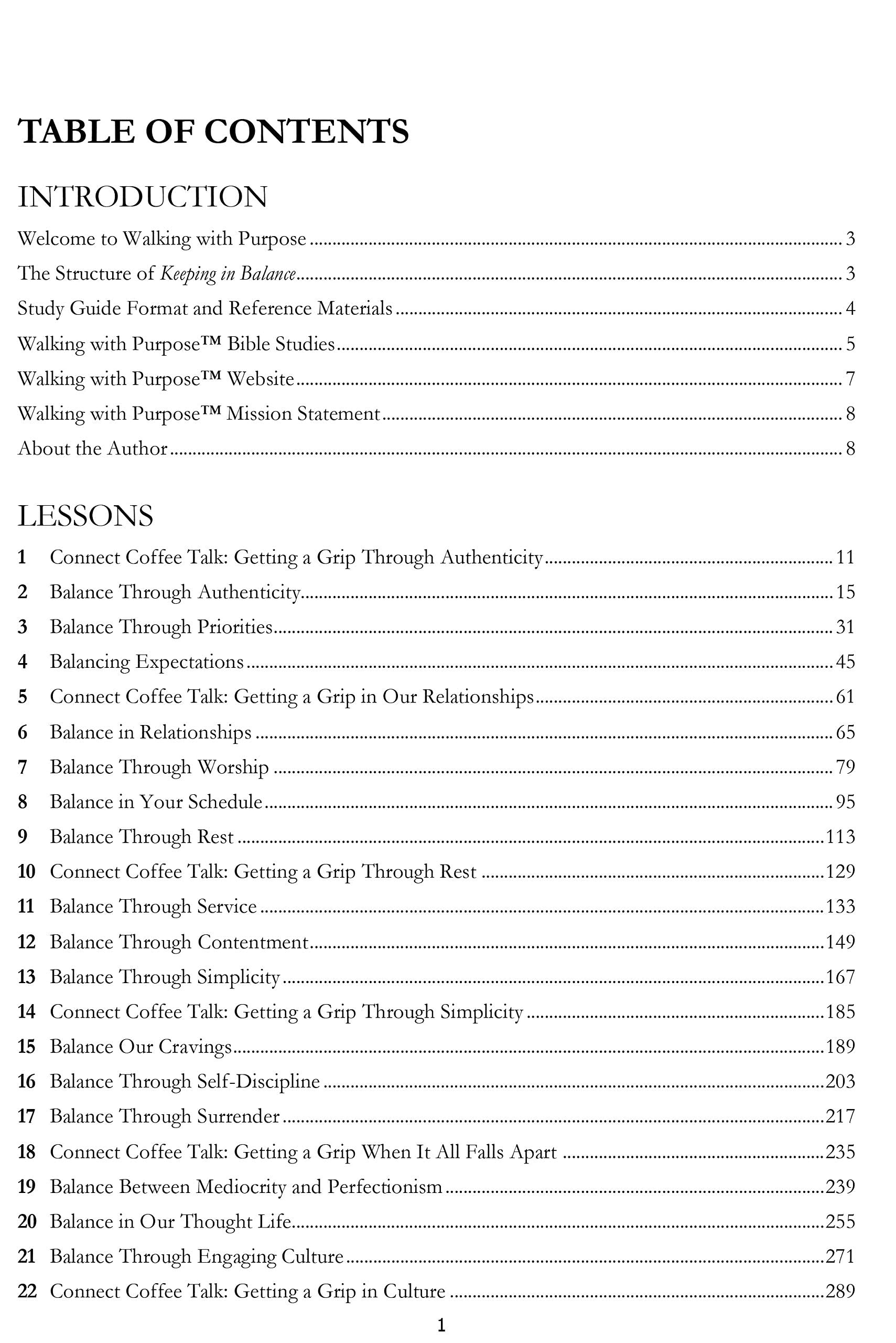 Catholic Women's Bible Study, Keeping In Balance: Creating Order Within from Walking with Purpose,New