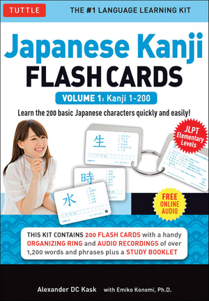 Japanese Kanji Flash Cards Kit Volume 1: Kanji 1200: JLPT Beginning Level: Learn 200 Japanese Characters Including Native Speak,New