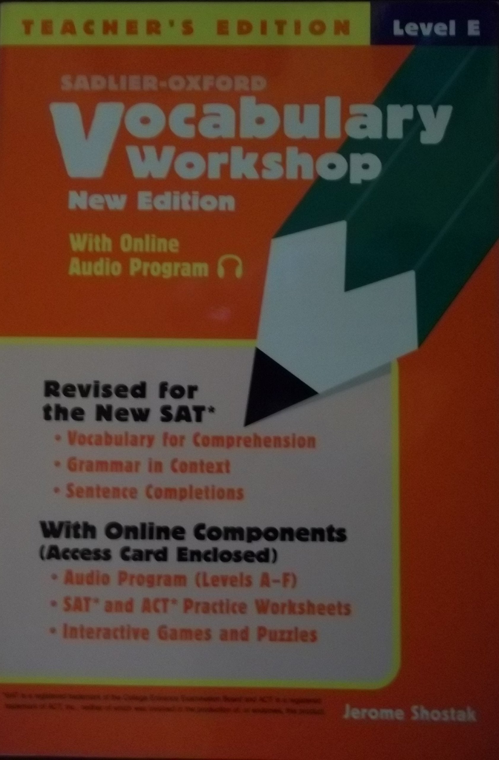 Sadlieroxford Vocabulary Workshop, Level E, Teacher'S Edition,Used