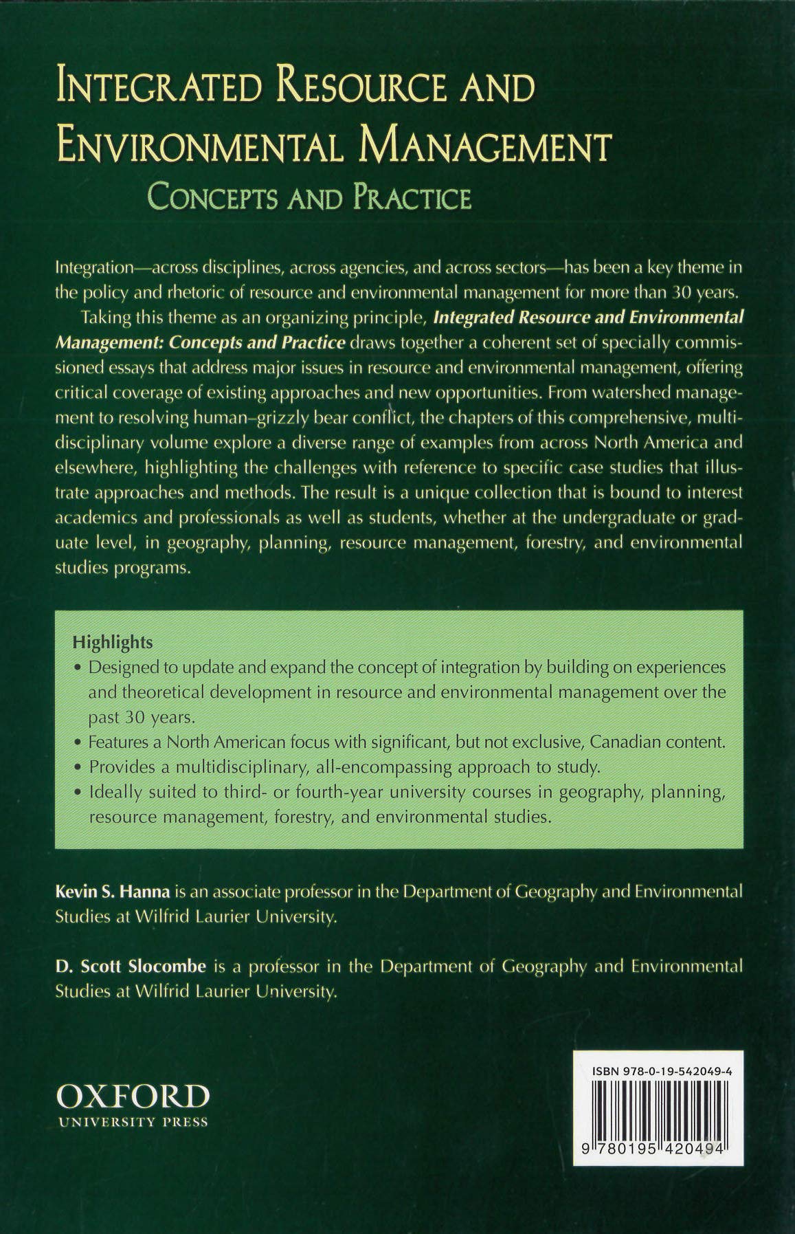 Integrated Resource and Environmental Management: Concepts and Practice,Used