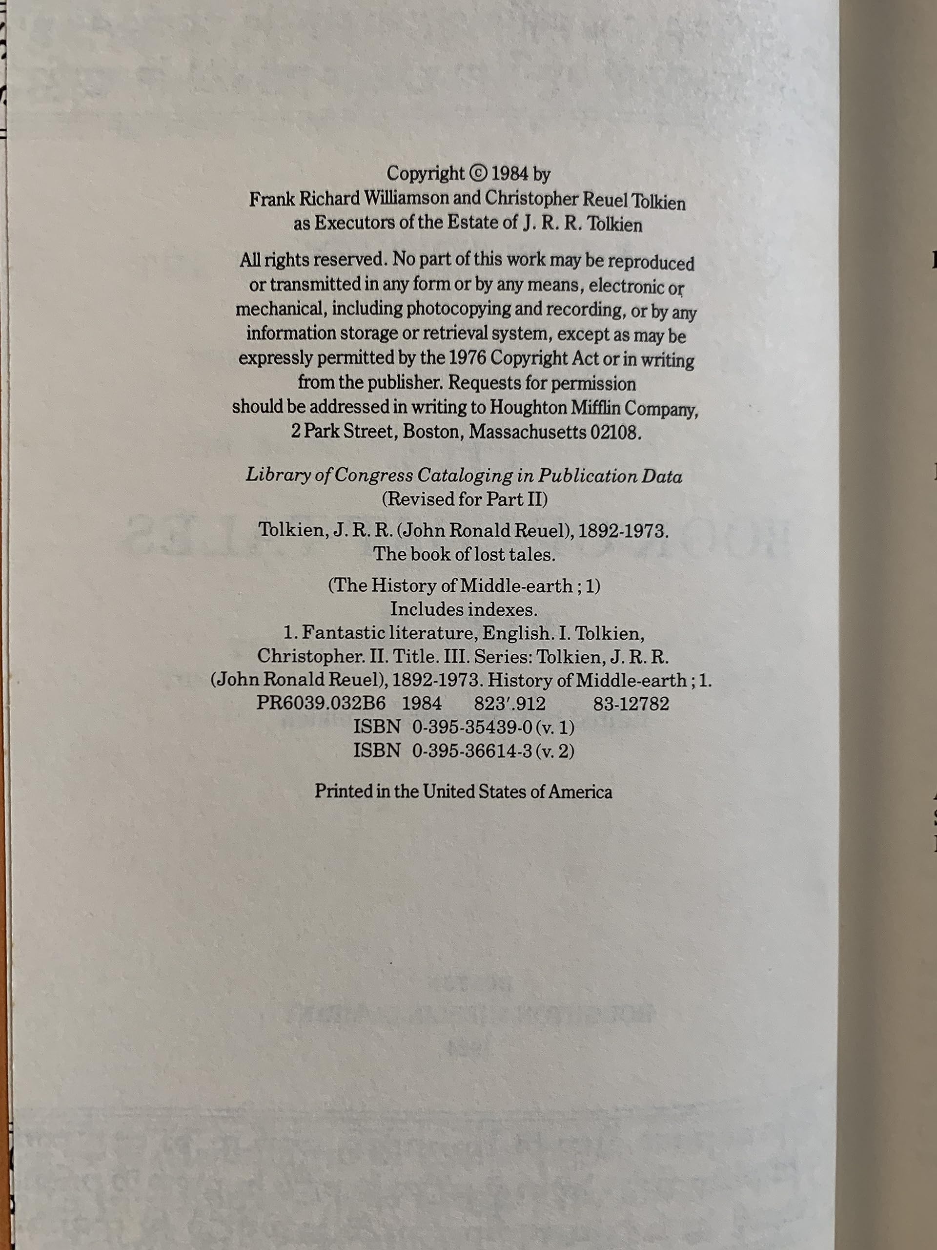 The Book of Lost Tales (History of Middleearth, 2),Used