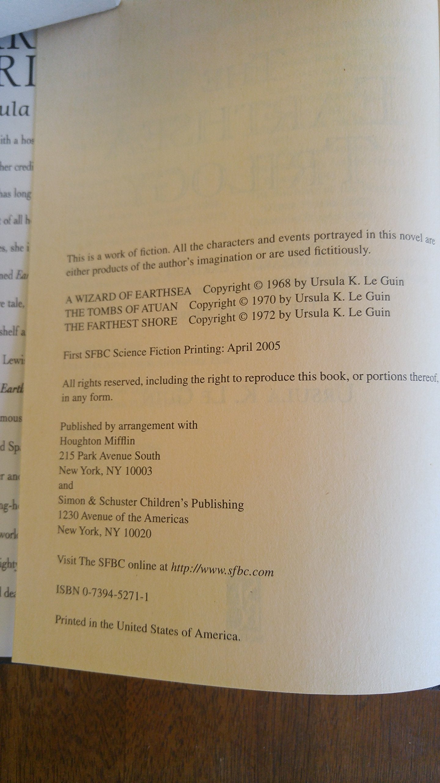 The Earthsea Trilogy: A Wizard Of Earthsea; The Tombs Of Atuan; The Farthest Shore,Used