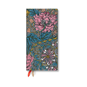 Paperblanks | 2026 Morris Pink Honeysuckle | William Morris | 12Month Planner | Slim | Horizontal | Elastic Band | 160 Pg | 100