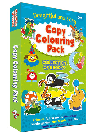 Colouring Book: Copy Colouring Pack - Collection Of 8 Books - Delightful And Easy - Colouring Activity Pack - Animals, Abc, 123, Action Words, And Many More