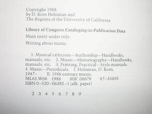Writing About Music: A Style Sheet from the Editors of 19thCentury Music,Used