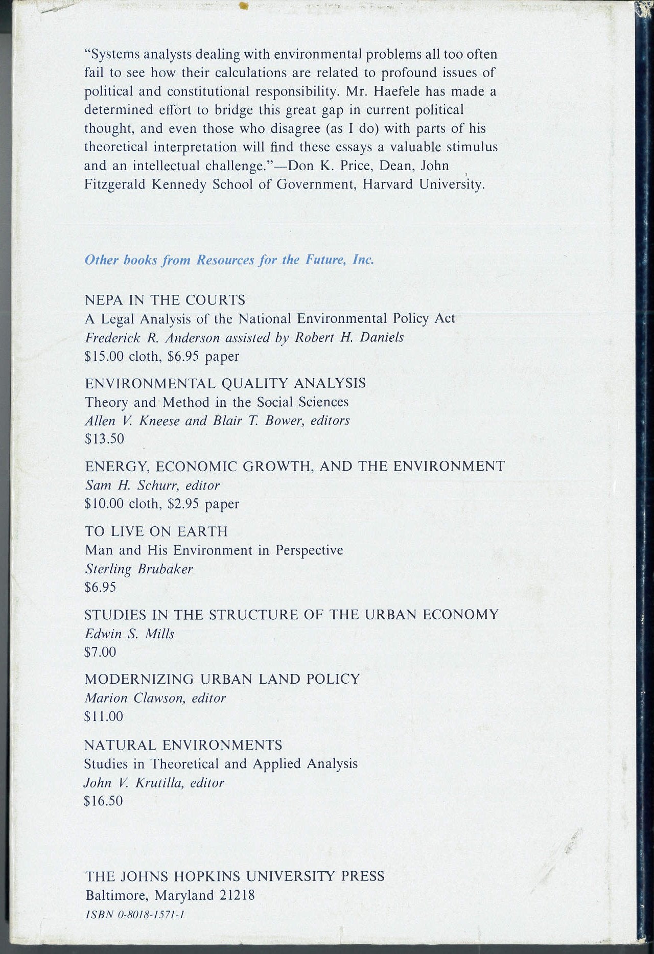 Representative Government and Environmental Management,Used