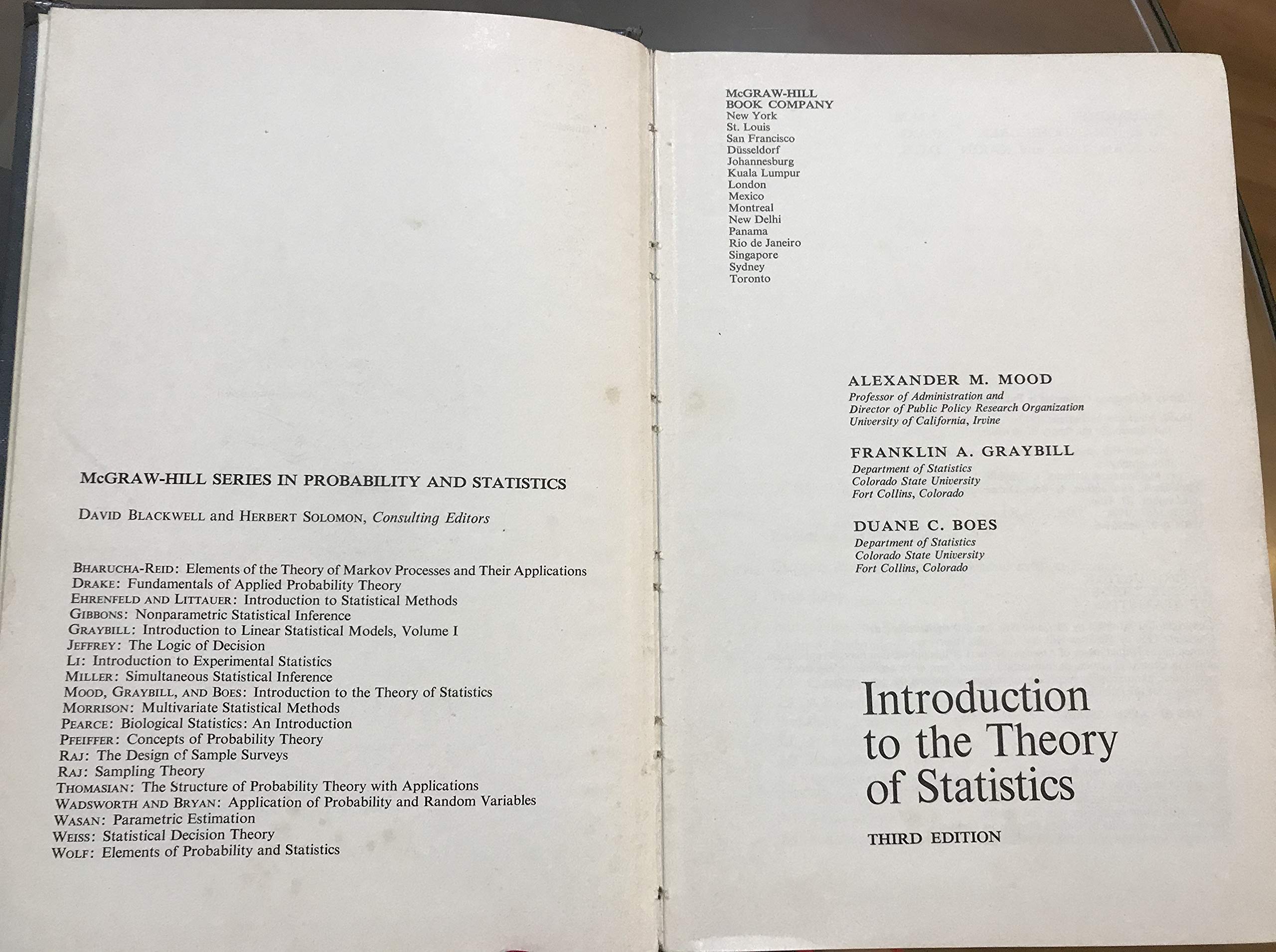 Introduction To The Theory Of Statistics,New