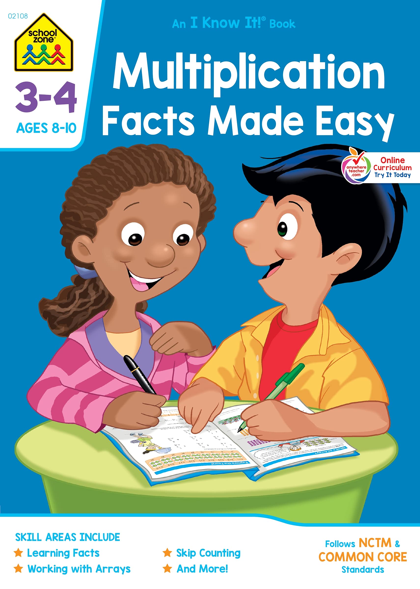 School Zone  Multiplication Facts Made Easy Workbook  32 Pages, Ages 8 To 10, 3Rd Grade, 4Th Grade, Multiplication Tables, Fac,Used
